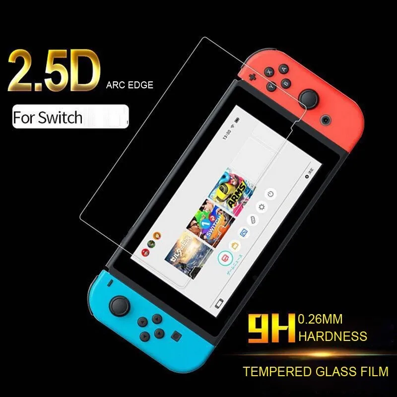 Hot selling Ultra-thin 0.25mm 9H Tempered glass film for Nintendo Switch screen protector with retail package