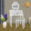 Shabby Chic Dressing Table with Stool Oval Mirror Bedroom Vanity Makeup Desk New