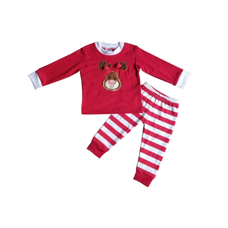 

2018 trendy girls christmas red clothing set cute reindeer cotton girls outfits