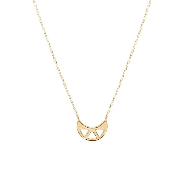 

Dainty Stainless Steel Women Necklace Gold Plated Perforated Triangles Moon Chain Necklace, Gold,rose gold,black and silver
