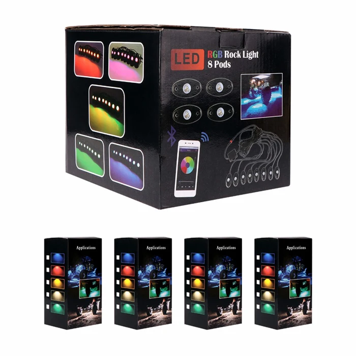 Hot selling led boat ambient lighting car boat exterior lights 4 pods rgb led rock light kit.jpg
