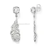 brass base Silver Feather Earring OEM Expert