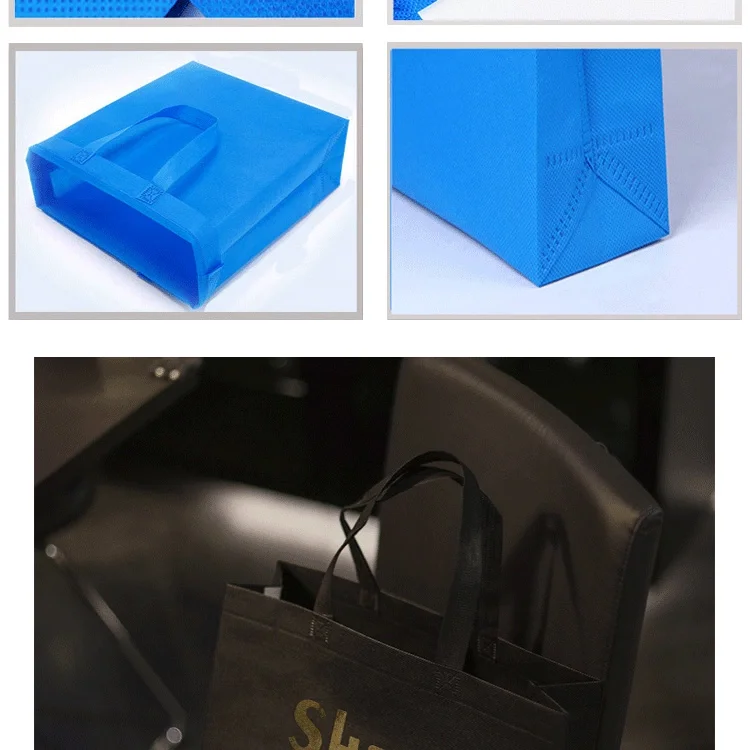 Customized Logo Printed Tote Bag Foldable Reusable Shopping Folding Non Woven Bag With Handle