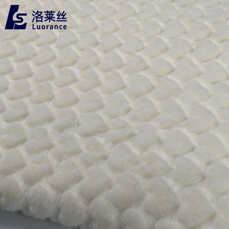 
Hot sale heart style embossed rabbit faux fur fabric 