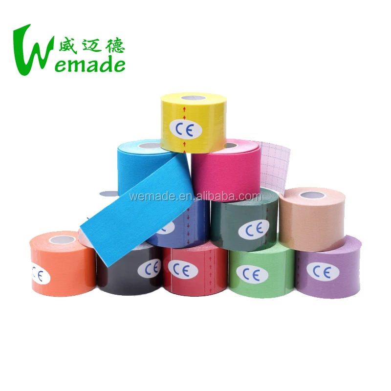 

Nylon Dynamic Kinesiology tape 5cm x 5m, 12 colors available, blue,red, black, yellow etc