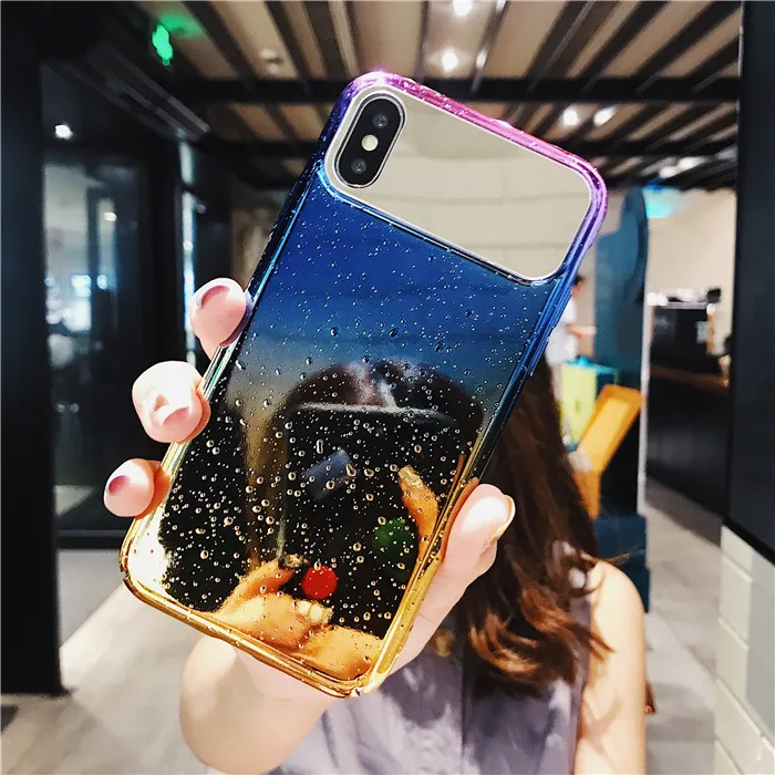 

Mirror raindrop good mobile phone case back cover for iPhone X case, White;black;red;blue;purple;brown;bone