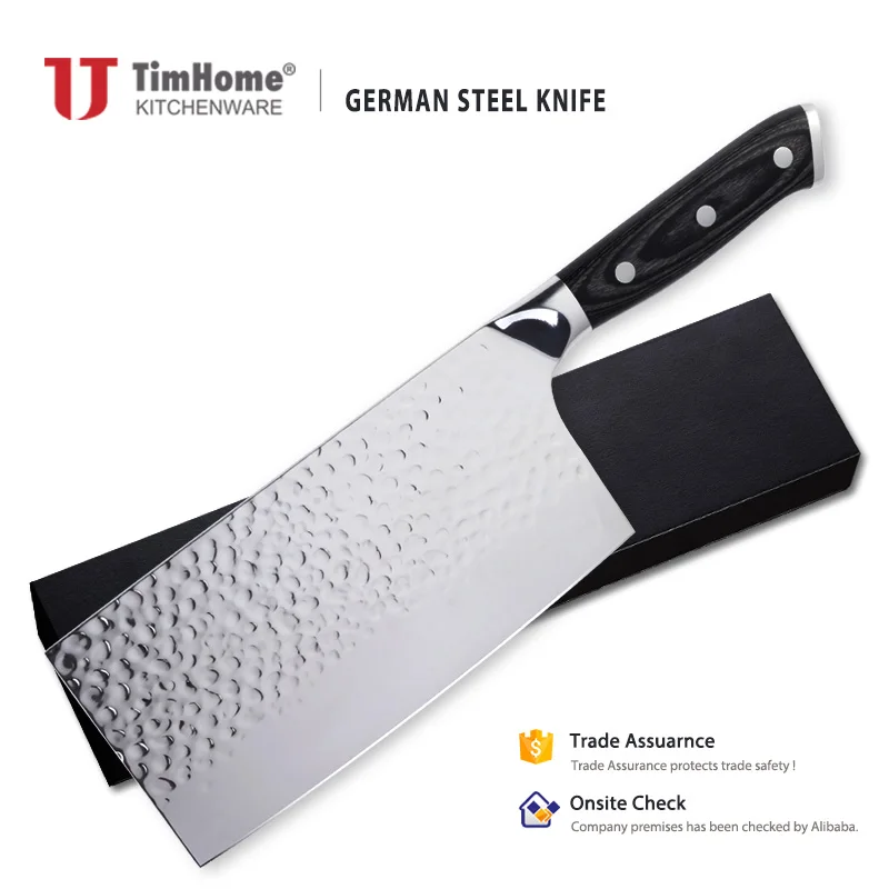 

Timhome 7inch German Steel Chinese Cleaver Knife Pakka Wood Handle Well-balance