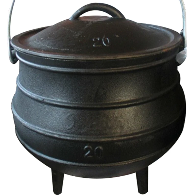 25# 70L Large Cast Iron South African Belly Pot Three-legged Pot