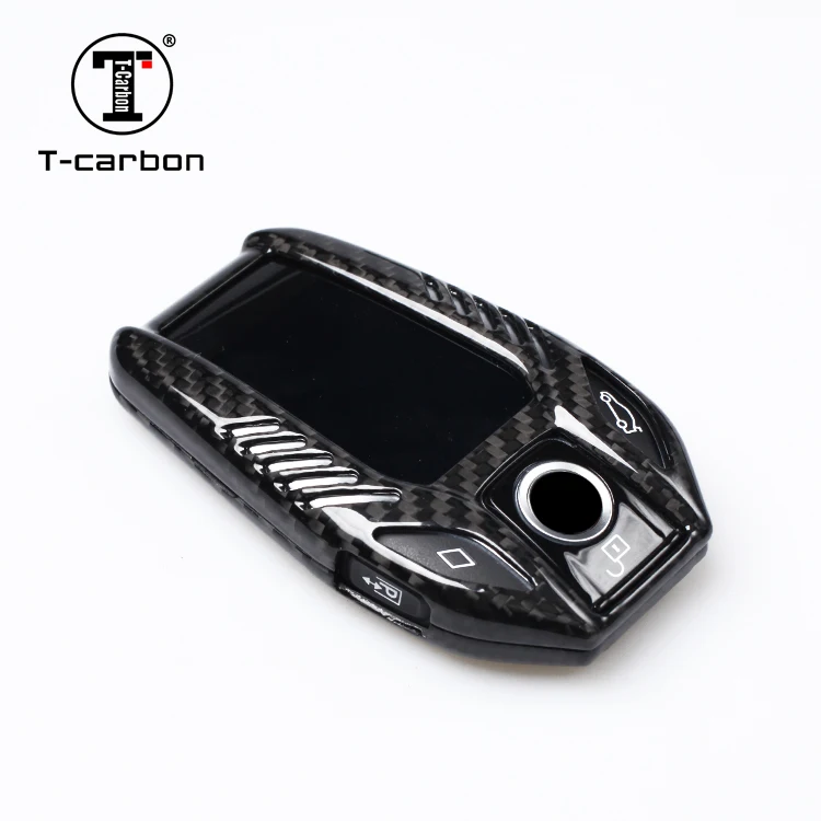 

T-carbon luxury popular carbon fiber key case key cover fit BMW Screen, Carbon fiber black