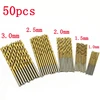 50PC High Speed Steel Titanium Coated Micro Twist Drill Bit Set with 10pc Each 1.0mm 1.5mm 2.0mm 2.5mm 3mm