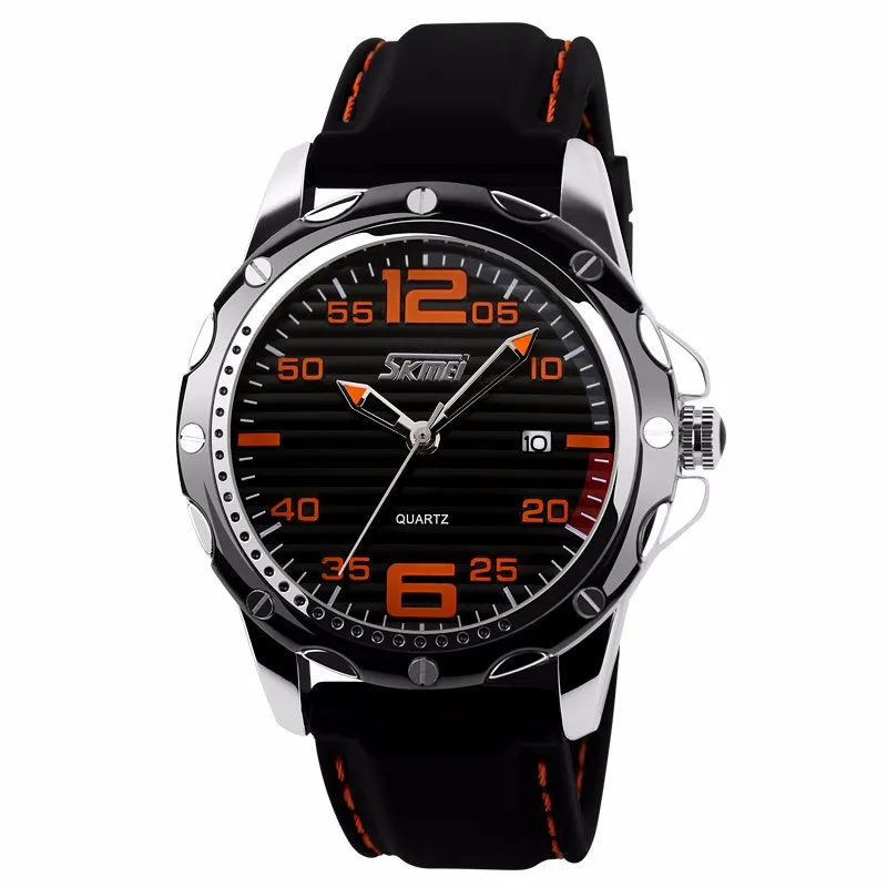 

SKMEI 0992 A fashion men business dress date classic black silicone strap multifunction 30m waterproof quartz wrist watch