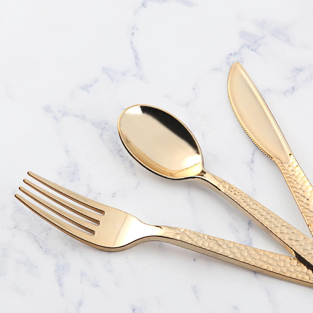 300pcs Royal Gold Plastic Disposable Silverware Set Buy Hard Plastic