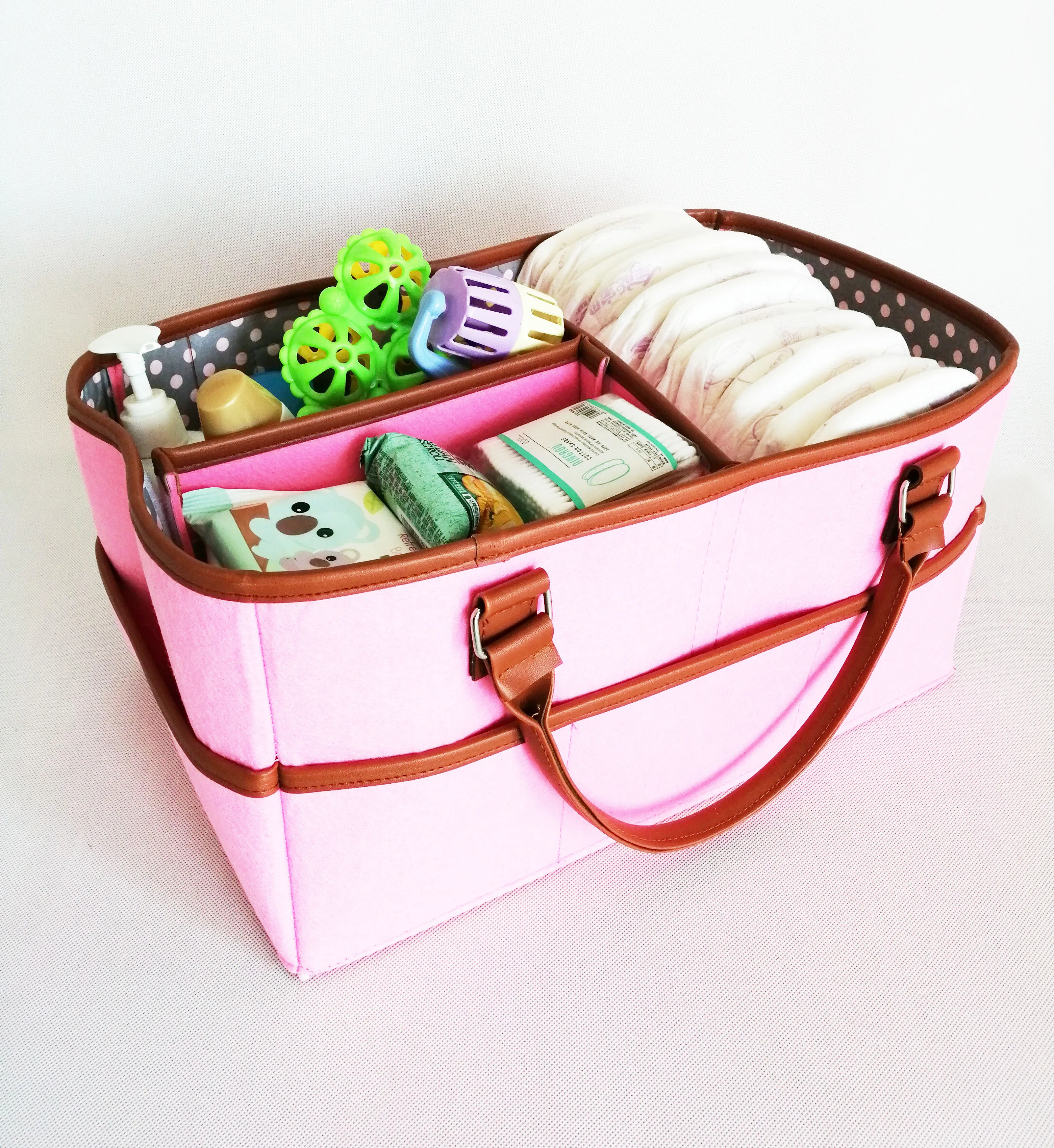 

Waterproof portable travel baby wipes organizer felt diaper storage basket caddy bag, Customized colors