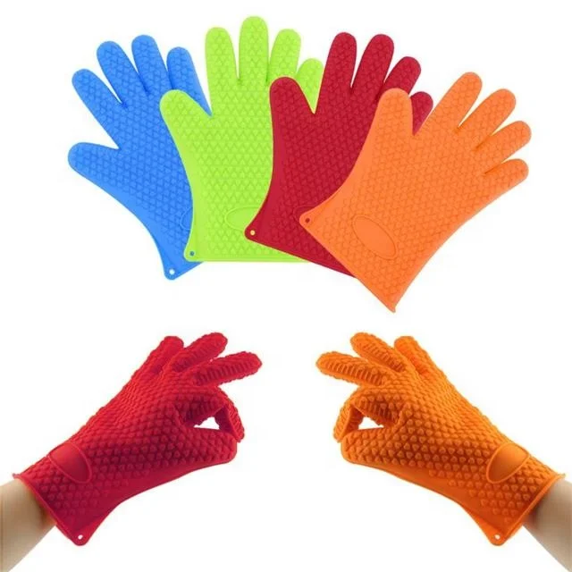 

Custom Logo Printing Colorful Wholesale Heat Resistant Cooking Silicone Insulated Grip Gloves