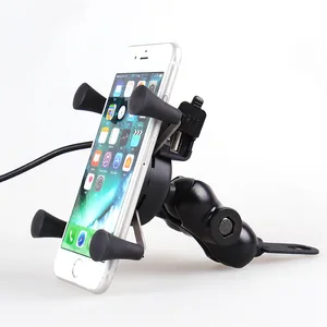 Motorcycle Bike Phone Holder 360 Degree Rotation USB Charger