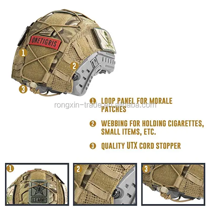 Funda t/áctica para casco r/ápido Multicam con parche t/áctico para casco Airsoft sin casco
