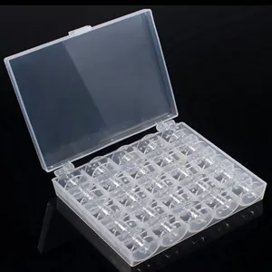 Image of Clear Plastic 25 Bobbins Sewing Machine Spools With Thread Storage Case Box For Home Sewing Accessories Needlework Tools