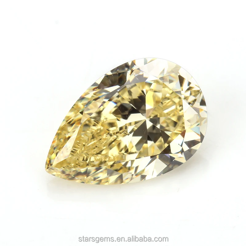 

colorful 7x9mm pear brilliant cut American zirconia rough light yellow canary synthetic cubic zirconia