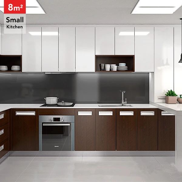 Brown And White Painting Laminate Faced Mdf Kitchen Cabinet Door