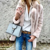 

Wholesale Winter Lapel Faux Fur Coat Women Oversize Elegant Outwear