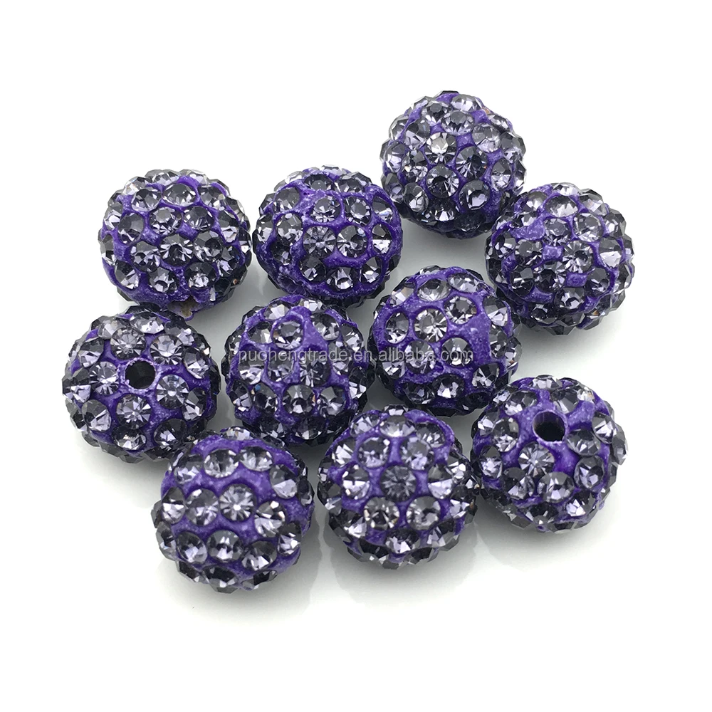 

Polymer Clay Rhinestone Loose Pave Crystal Disco Ball Beads Wholesale, Purple