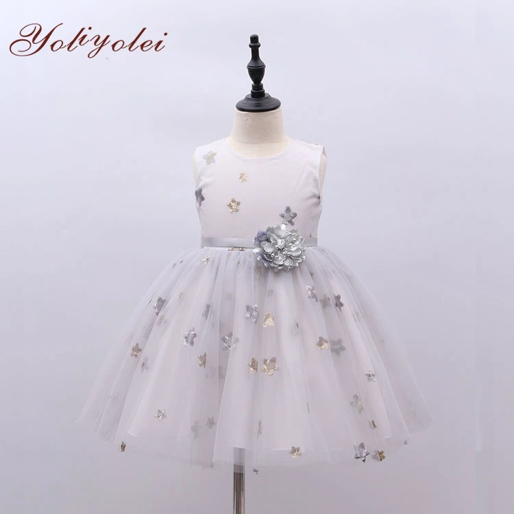 2019 New Arrival Sleeveless Solid Tulle Kid Girl Flower Princess Dress For Girl Tutu