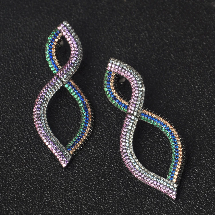 

Online Retailer Big Size Europe Style Mixture Rainbow Color Stud Silver 925 Earrings Jewelry