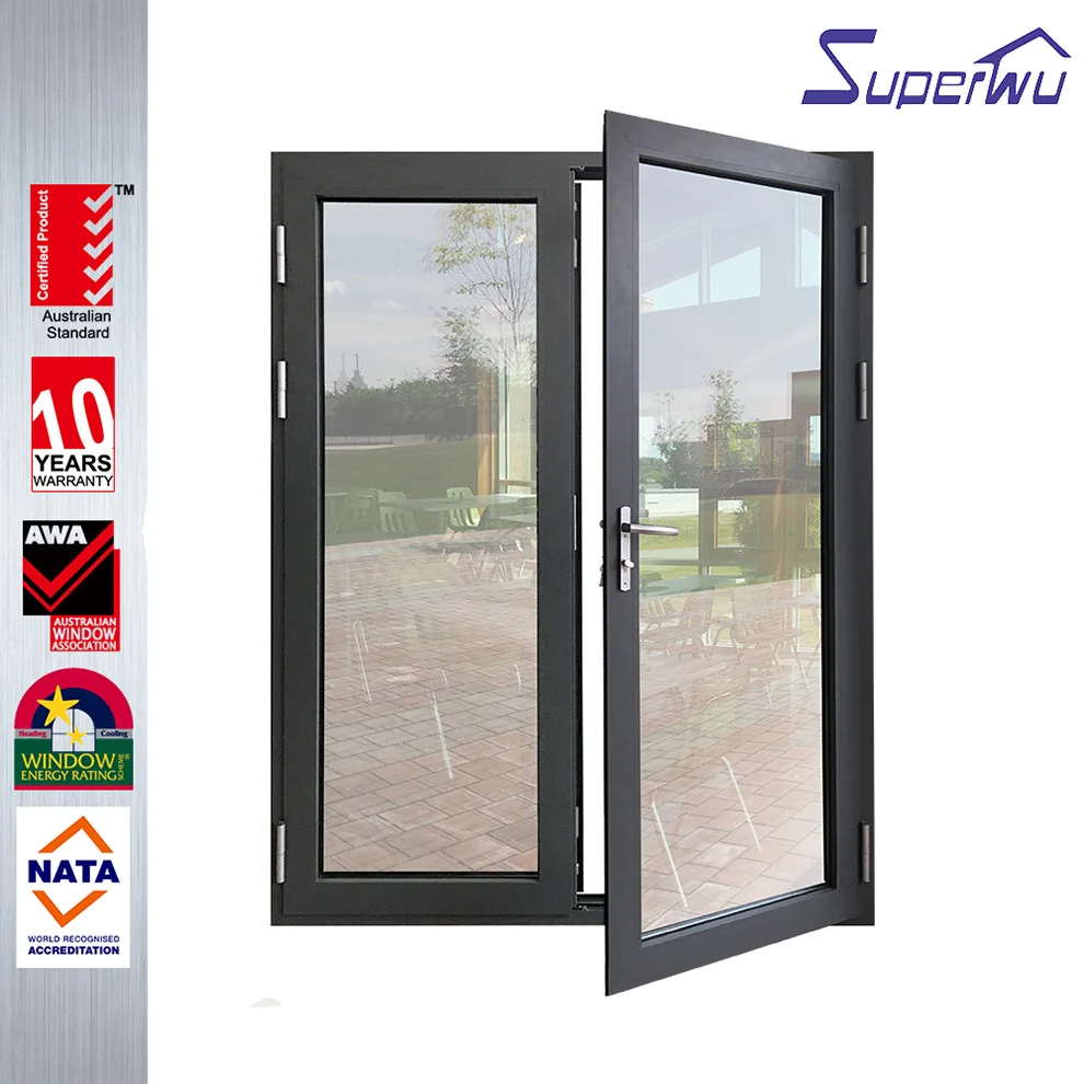 Cheap price french patio doors aluminium frame double glass exterior aluminum door