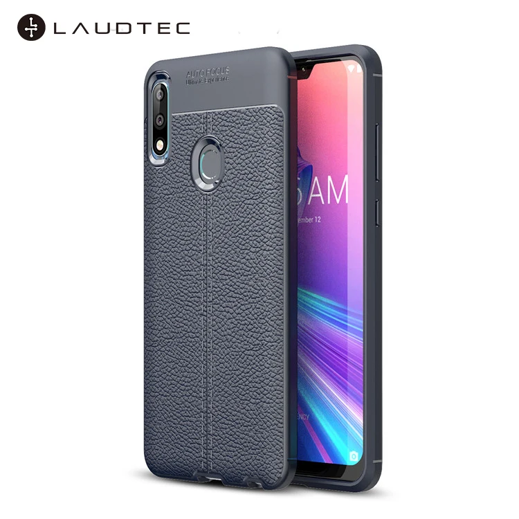 

Premium Litchi Leather Pattern TPU Back Cover Case For Asus Zenfone Max Pro M2, Black;navy blue;red;gray