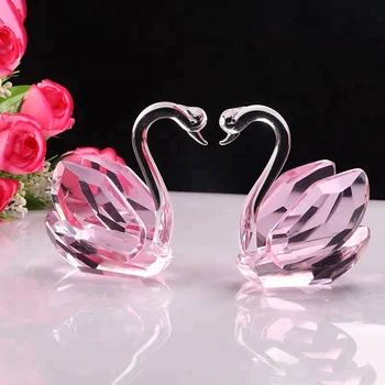 Antique Crystal Glass Kissing Swans Centerpieces For Car