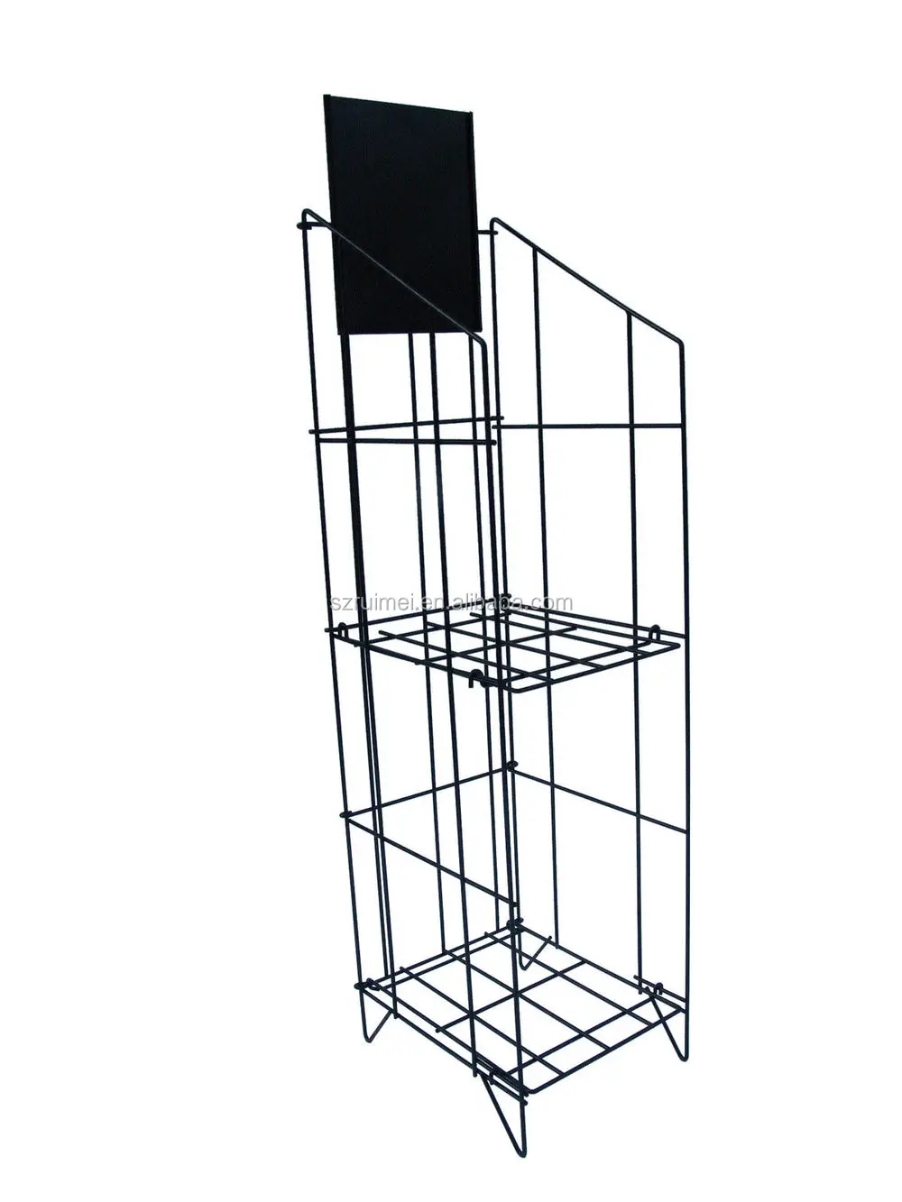 2 Tiers Floor Standing Newspaper Magazine Display Rack For Office
