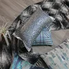 High Quality Light Blue Floral Luxury 100% Cotton Patchwork Pillow Cover Cushion Cover