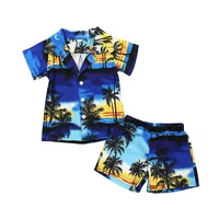 

Kids Baby Boys Clothing Outfits Summer Hawaiian Style 2 Pcs Holiday Coconut Tree Print Short Sleeves + Shorts Boy sets 1-6Y