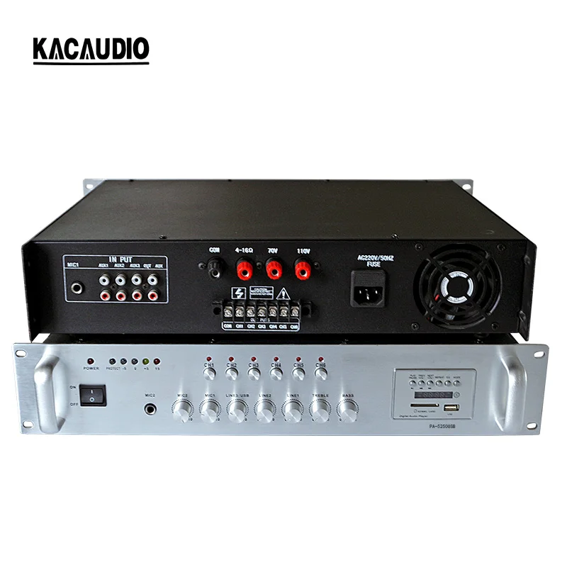

public address system 250watt 6 zone mixer amplifier, Black and sliver