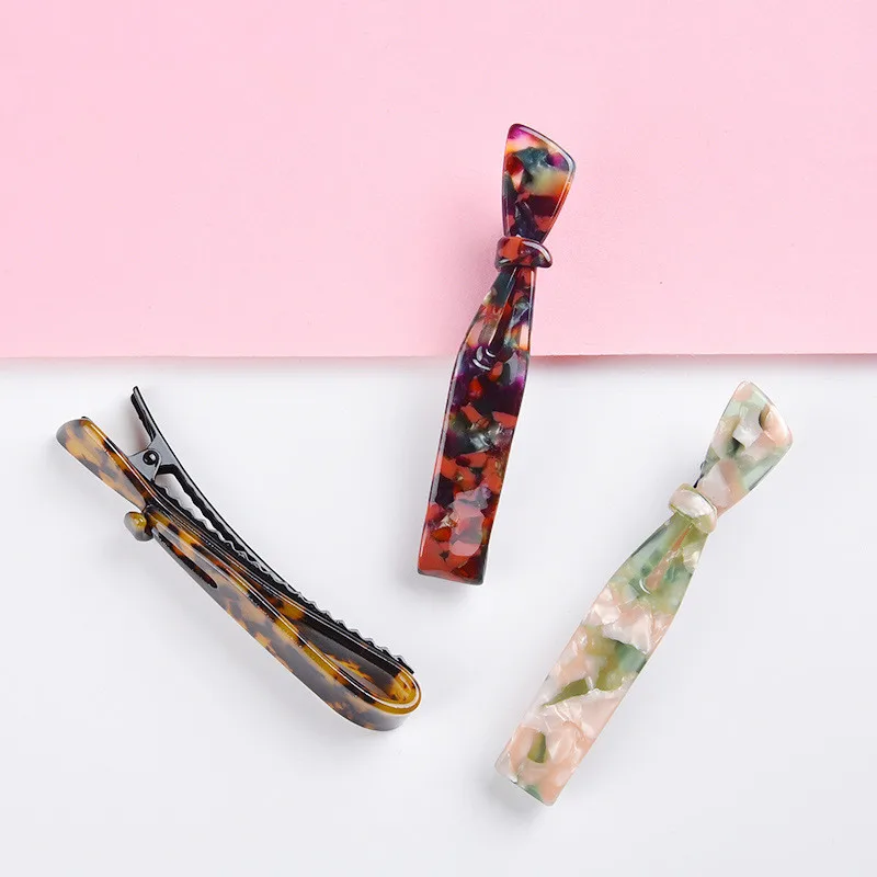 Fashion Design Handmade Skinny Knotted Acetate Cellulose Tortoise Shell Hair Barrette Clip For Women