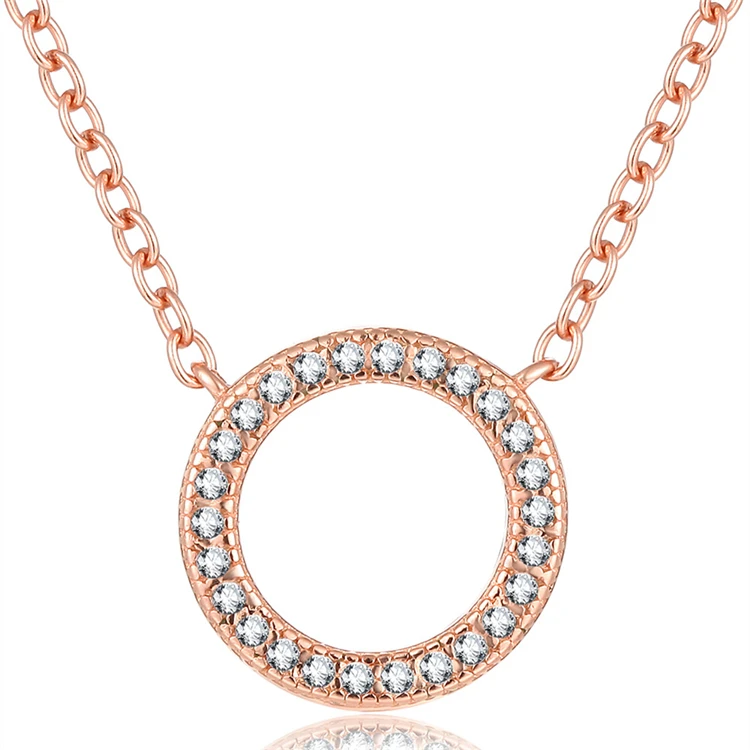 

Durable 925 Sterling Silver Rose Gold Plated Fashion Circle Necklace