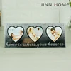 Jinnhome High Quality Three Heart Shape Glass Photo Frame Silver Glitter Picture Frame Wedding Couples Photo Frame