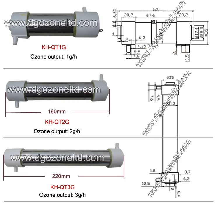 Dgozone 3g Ozone Tube Khqt3g Corona Discharge Quartz Ozone Parts For