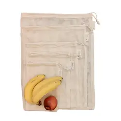 100% Eco Simple Ecology Zero Waste Washable and Reusable Cotton Mesh Produce Bag for vegetable and fruit Shopping Bags
