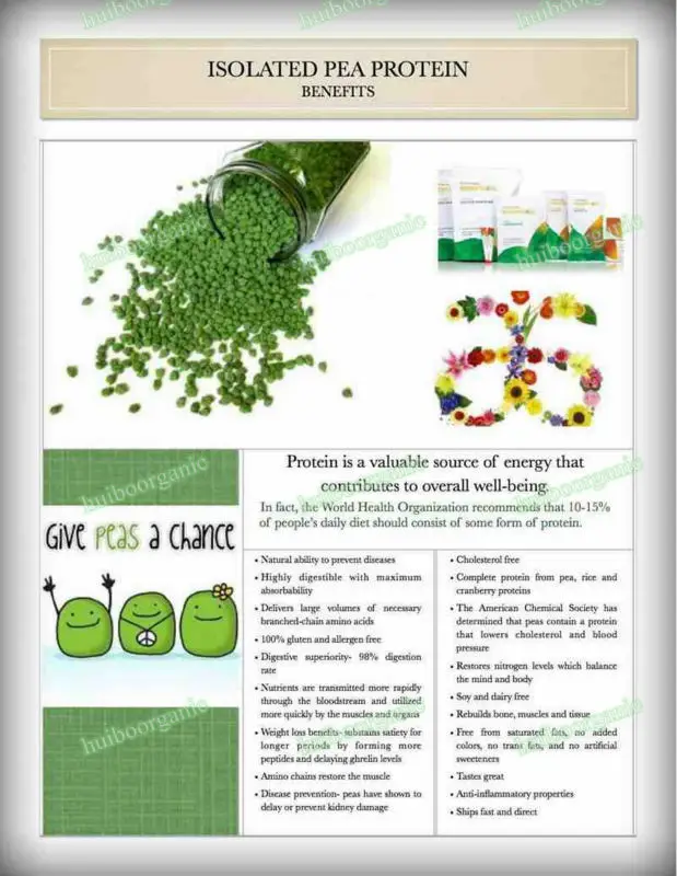 Pea Protein Isolate 80,90 Plant Based Protein Customized Flavor And