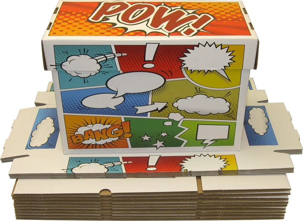 5 Max Pro Short Cardboard Comic Book Storage Boxes box holds 150-175 comics