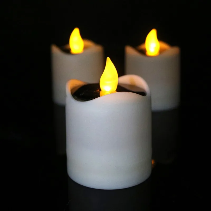 Solar Candle Yellow Flicker Solar Led Tea Light Candles Flameless Led