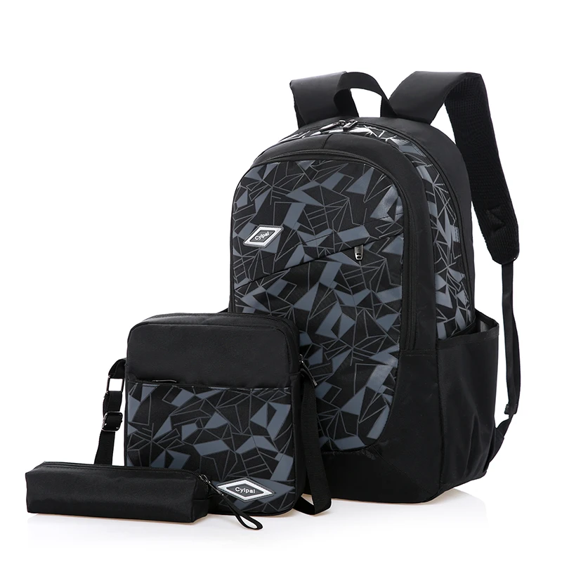 

Unisex outdoor sport student school antitheft bag youth three-piece suit backpack set