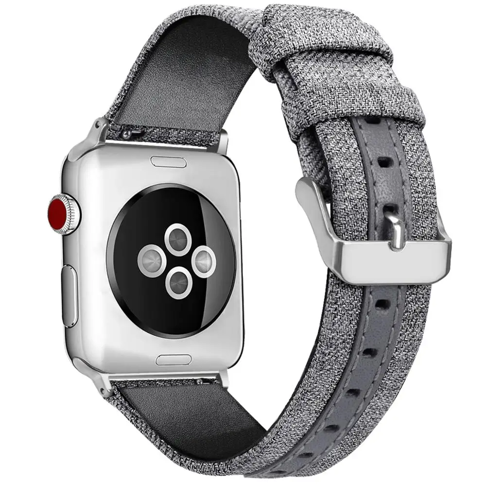 

Bands For Apple Watch, 38mm/42mm Canvas Fabric Leather Straps with Metal Clasp For Apple Watch Series 4 40mm/44mm Series 3 2 1, Multi-color optional or customized