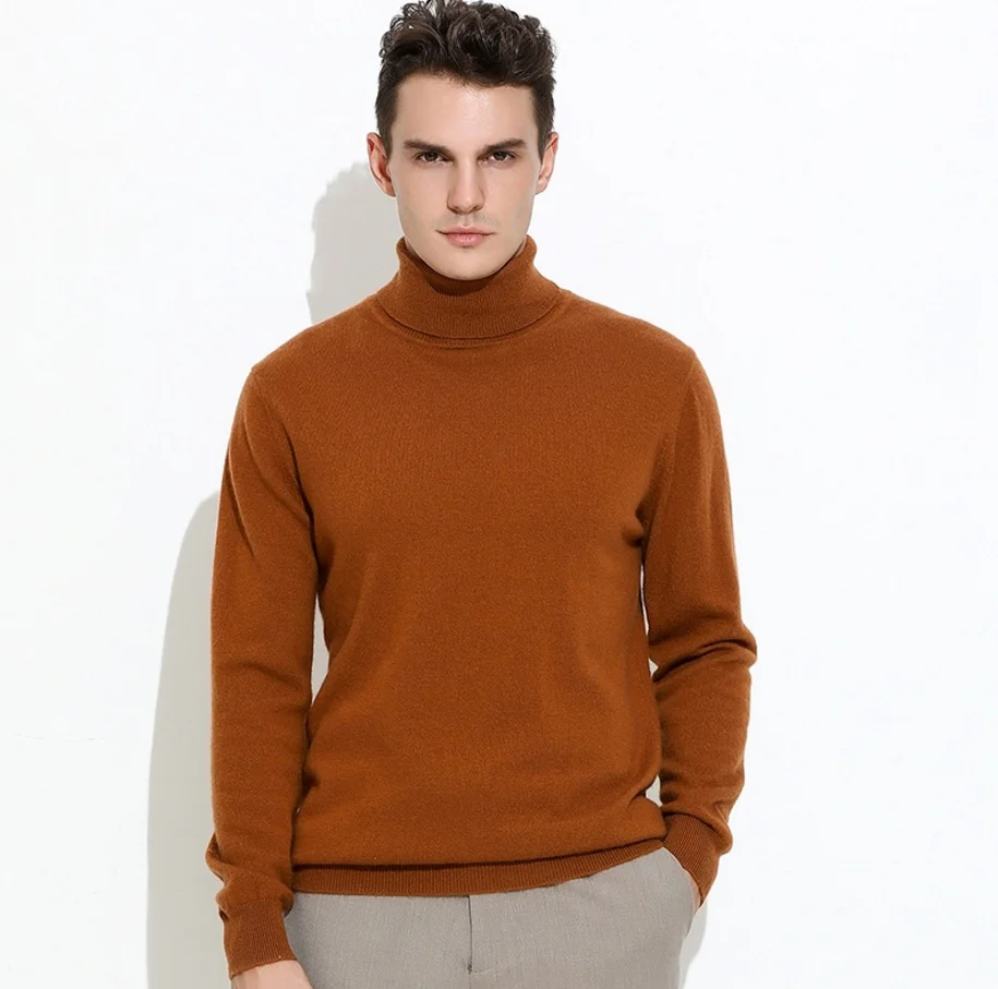 Man cashmere sweater long sleeve cashmere sweater turtleneck thickening pullover pure colour hoody cashmere sweater
