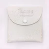custom promotion pu pouch fold over packaging bag textured button closure