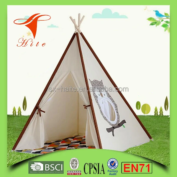 Tela de Algodón al por mayor De Madera de Interior Niños Acampar Tipi