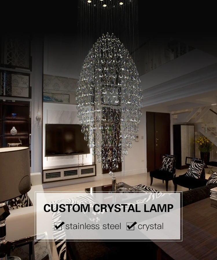 Wholesale K9 Crystal living Room Black Chandelier Pendant Lights