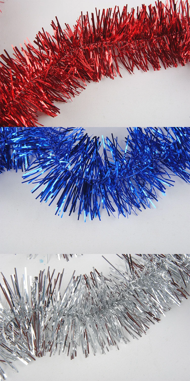 Lee Display 30FT Shiny White Tinsel Garland - 3IN Wide Christmas Brush Garland (Made In USA)