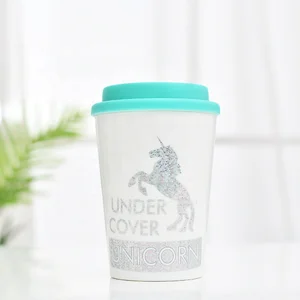 Image of Custom logo 12oz plastic travel mug eco friendly coffee cup reusable